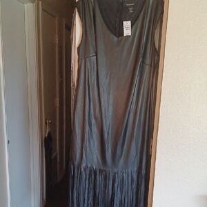 Ashley Stewart Black Maxi Dress with Fringe